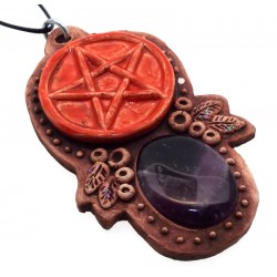 Ceramic Pentacle with Amethyst Wall Art 51